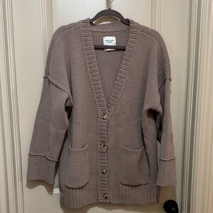 Abercrombie Taupe Brown Chenille Oversized Cardigan Sweater size L